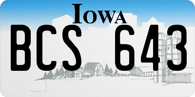 IA license plate BCS643