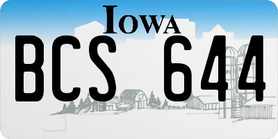 IA license plate BCS644