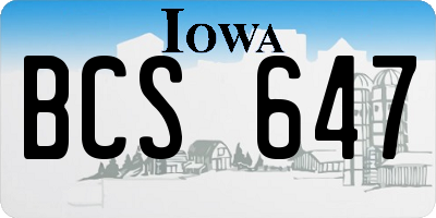 IA license plate BCS647