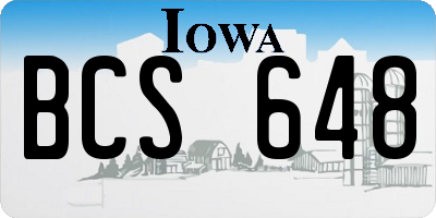 IA license plate BCS648
