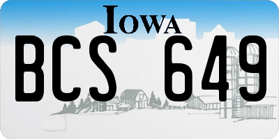 IA license plate BCS649