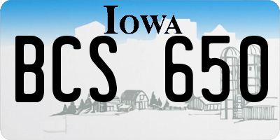 IA license plate BCS650