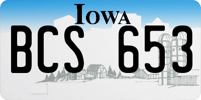 IA license plate BCS653