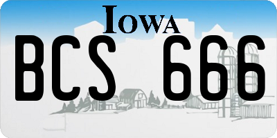 IA license plate BCS666