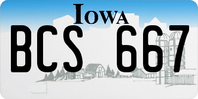 IA license plate BCS667