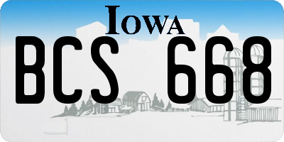 IA license plate BCS668