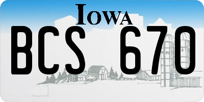 IA license plate BCS670
