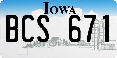 IA license plate BCS671