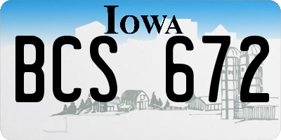 IA license plate BCS672