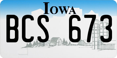 IA license plate BCS673