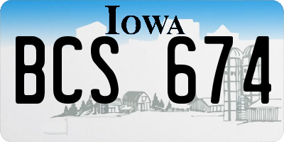 IA license plate BCS674