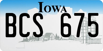 IA license plate BCS675