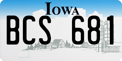 IA license plate BCS681
