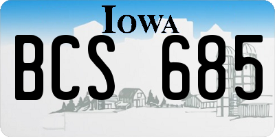 IA license plate BCS685