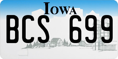 IA license plate BCS699