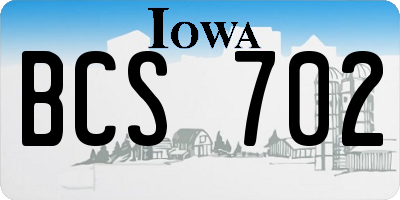 IA license plate BCS702