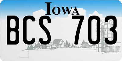 IA license plate BCS703