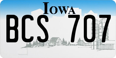 IA license plate BCS707