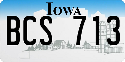 IA license plate BCS713