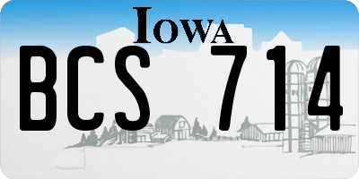 IA license plate BCS714