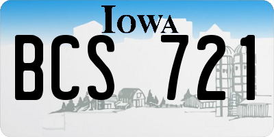 IA license plate BCS721
