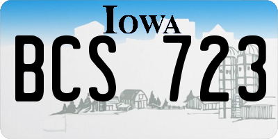 IA license plate BCS723