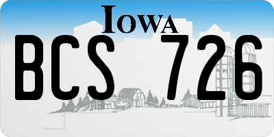 IA license plate BCS726