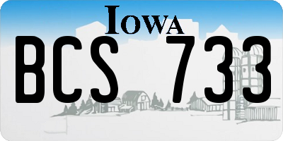 IA license plate BCS733