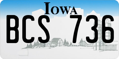 IA license plate BCS736