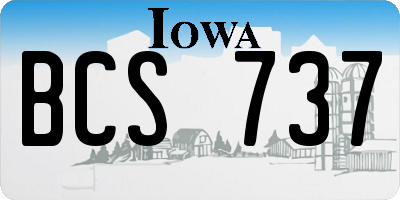 IA license plate BCS737