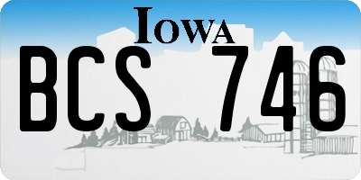 IA license plate BCS746