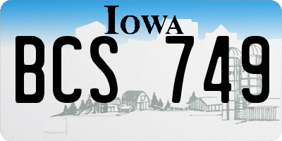 IA license plate BCS749