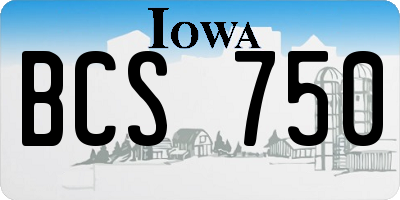 IA license plate BCS750