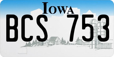 IA license plate BCS753