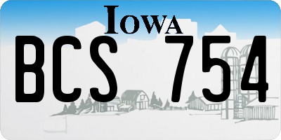 IA license plate BCS754