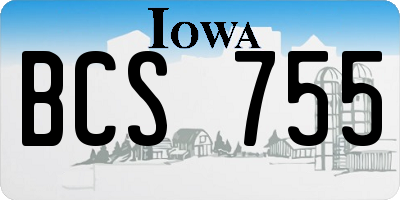 IA license plate BCS755