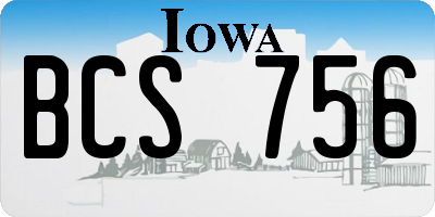 IA license plate BCS756