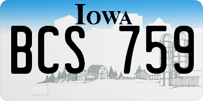 IA license plate BCS759