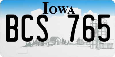 IA license plate BCS765