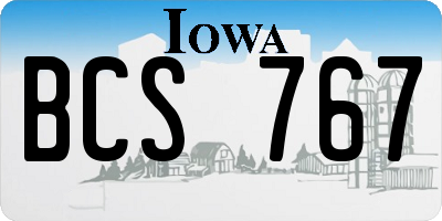 IA license plate BCS767