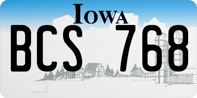 IA license plate BCS768