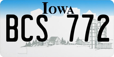 IA license plate BCS772