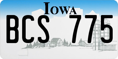 IA license plate BCS775