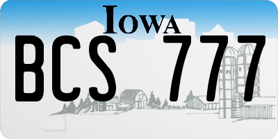 IA license plate BCS777