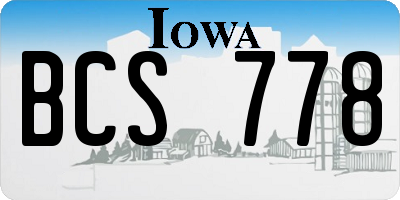 IA license plate BCS778