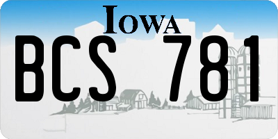 IA license plate BCS781