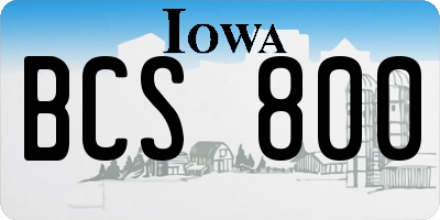 IA license plate BCS800