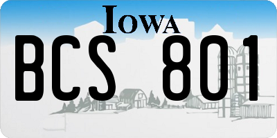 IA license plate BCS801