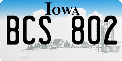 IA license plate BCS802