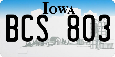 IA license plate BCS803